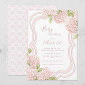 Invitation Floral Elegant Pink Hydrangea Baby Shower (Devant / Derrière)