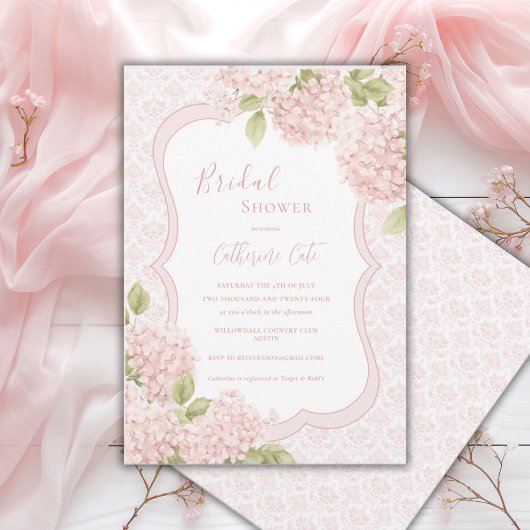 Invitation Floral Elegant Pink Hydrangea Bridal Shower