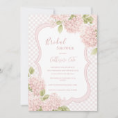 Invitation Floral Elegant Pink Hydrangea Plaid Bridal Shower (Devant)