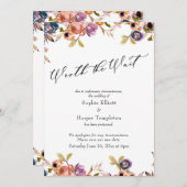Invitation Floral Elegant Reporté Mariage Worth the Wait (Devant / Derrière)
