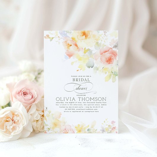 Invitation Floral Elegant Romantique Fête des mariées d'été