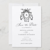 Invitation Floral Elegant Rose Crest Kraft Date de sauvegarde (Devant)