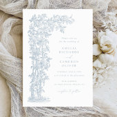Invitation Floral Élégant Rose Trellis Mariage bleu