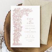 Invitation Floral Élégant Rose Vintage Trellis Mariage