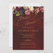 Invitation Floral élégant script burgundy nuptiale douche (Devant)