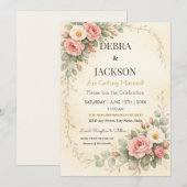Invitation Floral Elegant Simple Botanical Wedding (Devant / Derrière)