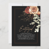 Invitation Floral Elegant Terracotta Black Engagement Party (Devant)