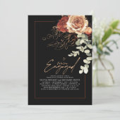 Invitation Floral Elegant Terracotta Black Engagement Party (Debout devant)