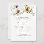 Invitation Floral Élégant tournesol blanc Hydrangea Mariage (Devant)