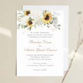 Invitation Floral Élégant tournesol blanc Hydrangea Mariage