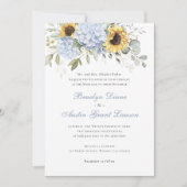Invitation Floral Élégant tournesol bleu Hydrangea Mariage (Devant)