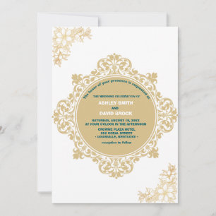 Invitation Floral Elegant Vintage Beige Neutre Mariage