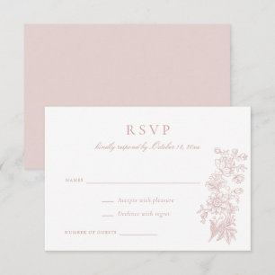Invitation Floral Elegant Vintage Blush Rose Mariage RSVP