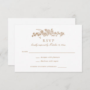Invitation Floral Elegant Vintage Gold Toile Mariage RSVP