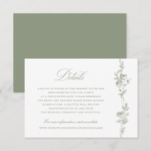 Invitation Floral Elegant Vintage Toile Détails du Mariage