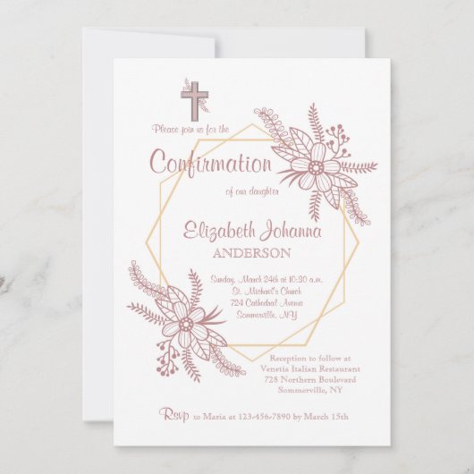 Invitation Floral Embrasse L'Invitation Religieuse (Devant)