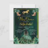 Invitation Floral Emerald Green Boots Horse Quinceanera (Devant)