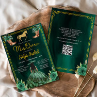 Floral Emerald Green Boots Horse Quinceanera