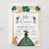 Invitation Floral Emerald Green Boots Horse Quinceanera (Devant)