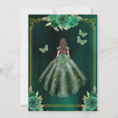 Invitation Floral Emerald Green Butterfly Quinceanera (Dos)