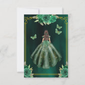 Invitation Floral Emerald Green Butterfly Quinceanera (Dos)