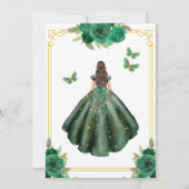 Invitation Floral Emerald Green Butterfly Quinceanera (Dos)