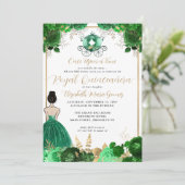 Invitation Floral Emerald Green Cendrillon Royal Quinceanera (Debout devant)