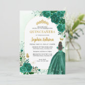 Invitation Floral Emerald Green Princesse Anniversaire Quince (Debout devant)