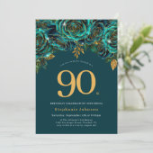 Invitation Floral Emerald Vert et or 90e anniversaire (Debout devant)