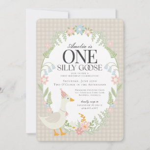 Invitation Floral En vichy oie soie beige Premier anniversair