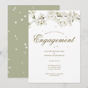 Invitation  Floral Engagement Party White Blossom