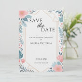 Invitation Floral Enregistrer la date (Debout devant)
