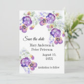 Invitation Floral enregistrer la date des volets violets (Debout devant)