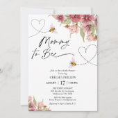 Invitation Floral Et Coeurs Maman À Être Baby shower (Devant)