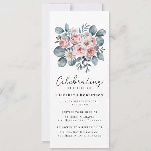 Invitation Floral Eucalyptus Boho Funeral Digital Evite (Devant)