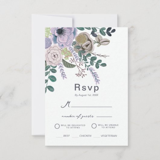 Invitation Floral Eucalyptus Lavender Boho Mariage (Devant)