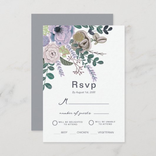 Invitation Floral Eucalyptus Lavender Boho Mariage (Devant / Derrière)