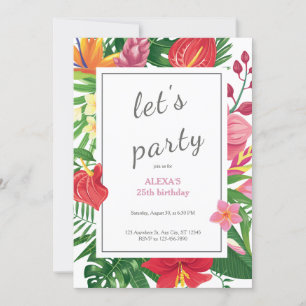 Invitation Floral exotique multicolore Fêtons anniversaire