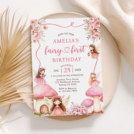 Invitation Floral Fairy First Girls 1st Birthday Party