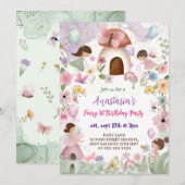 Invitation Floral Fairy Girl 1er anniversaire (Devant / Derrière)