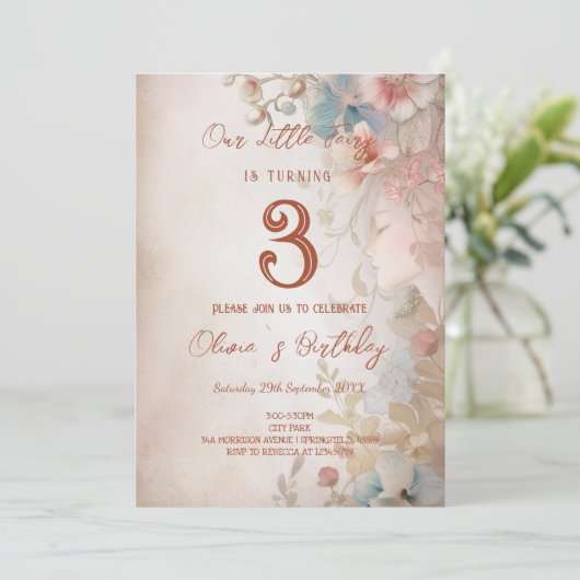 Invitation Floral Fairy Tale Thème Anniversaire de enfant Par (Debout devant)