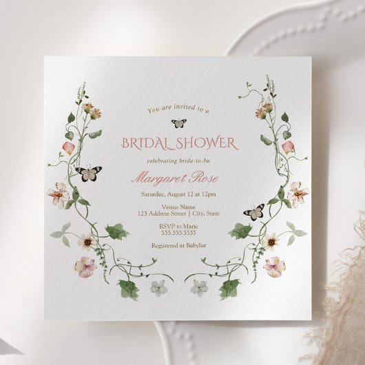 Invitation Floral Fairytale Jardin nuptiale de douche Invitat