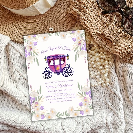 Invitation Floral Fairytale Princess Carriage Baby shower
