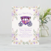 Invitation Floral Fairytale Princess Carriage Baby shower (Debout devant)