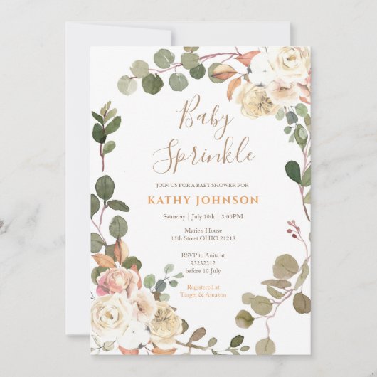 Invitation Floral Fall Baby Sprinkle (Devant)
