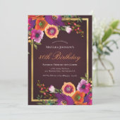 Invitation Floral Fall Bourgogne 80e fête d'anniversaire (Debout devant)