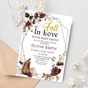 Invitation Floral Fall in Love Baby shower Citrouille