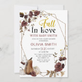 Invitation Floral Fall in Love Baby shower Citrouille (Devant)