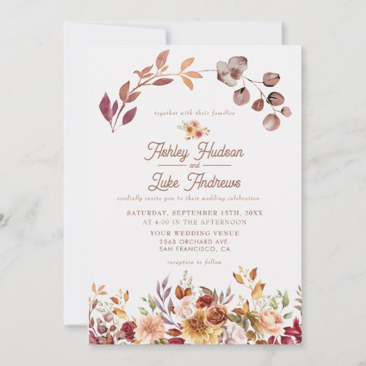 Invitation Floral Fall in Love Boho Fall Botanical Mariage (Devant)