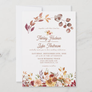 Invitation Floral Fall in Love Boho Fall Botanical Mariage